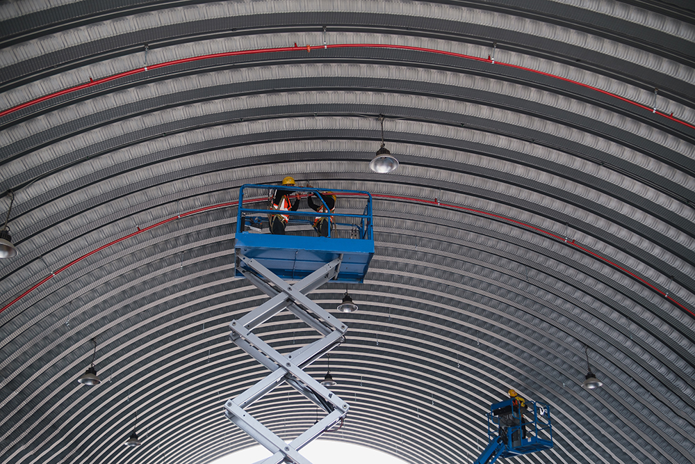 crew installing fire sprinkler system